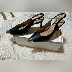 Banana Republic Factory Black and Gold Slingback Heels